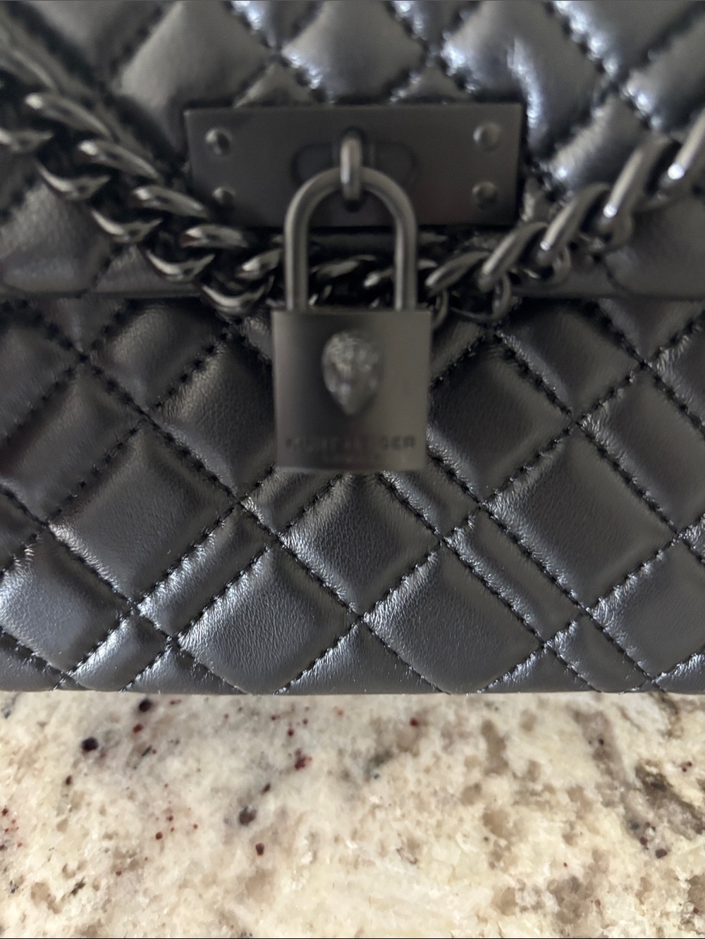 Kurt Geiger Quilted Black Chain Shoulder Bag - Picture 5 of 6